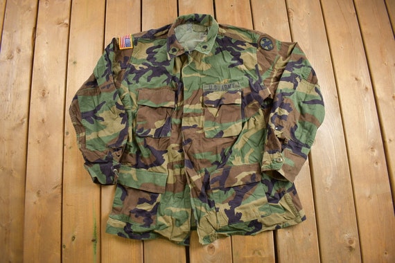 Vintage 1990s US Army Woodland Camo Military Fiel… - image 1