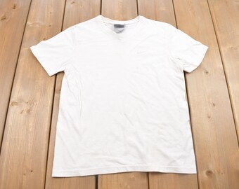 Vintage 1990s Nike Swoosh V-Neck T Shirt / Vintage T Shirt / Athletic Wear / Streetwear / Graphic Tee / Made In USA