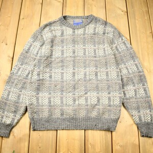 Vintage 1970s Pendleton Country Traditionals 100% Wool Knit Crewneck Sweater / Made In USA / Outdoorsman / Vintage Knit / Plaid Sweatshirt