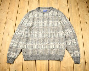 Vintage 1970s Pendleton Country Traditionals 100% Wool Knit Crewneck Sweater / Made In USA / Outdoorsman / Vintage Knit / Plaid Sweatshirt
