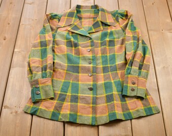 Vintage 1970s Plaid Button Up Shirt / 1970s Button Up / Vintage Flannel / Plaid Flannel / Casual Shirt / Formal Shirt