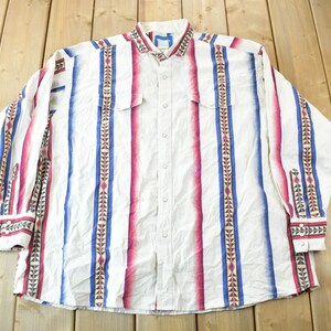 Vintage 1990s South Western All Over Print Wrangler Western Shirts Button Up Shirt / Western Style / Size 2XLarge / Aztec Print