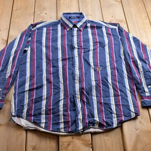 Vintage 1990s Tommy Hilfiger Striped Button Up Shirt / 1990s Button Up / Vintage Tommy Hilfiger / Basic Button Up / Striped Button Up