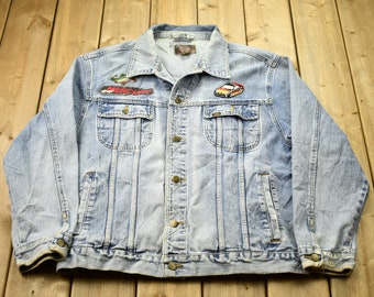Veste En Jean Vintage Lee Ameritech - Taille M Bleu - Style Années 90 Léger Avec Poches