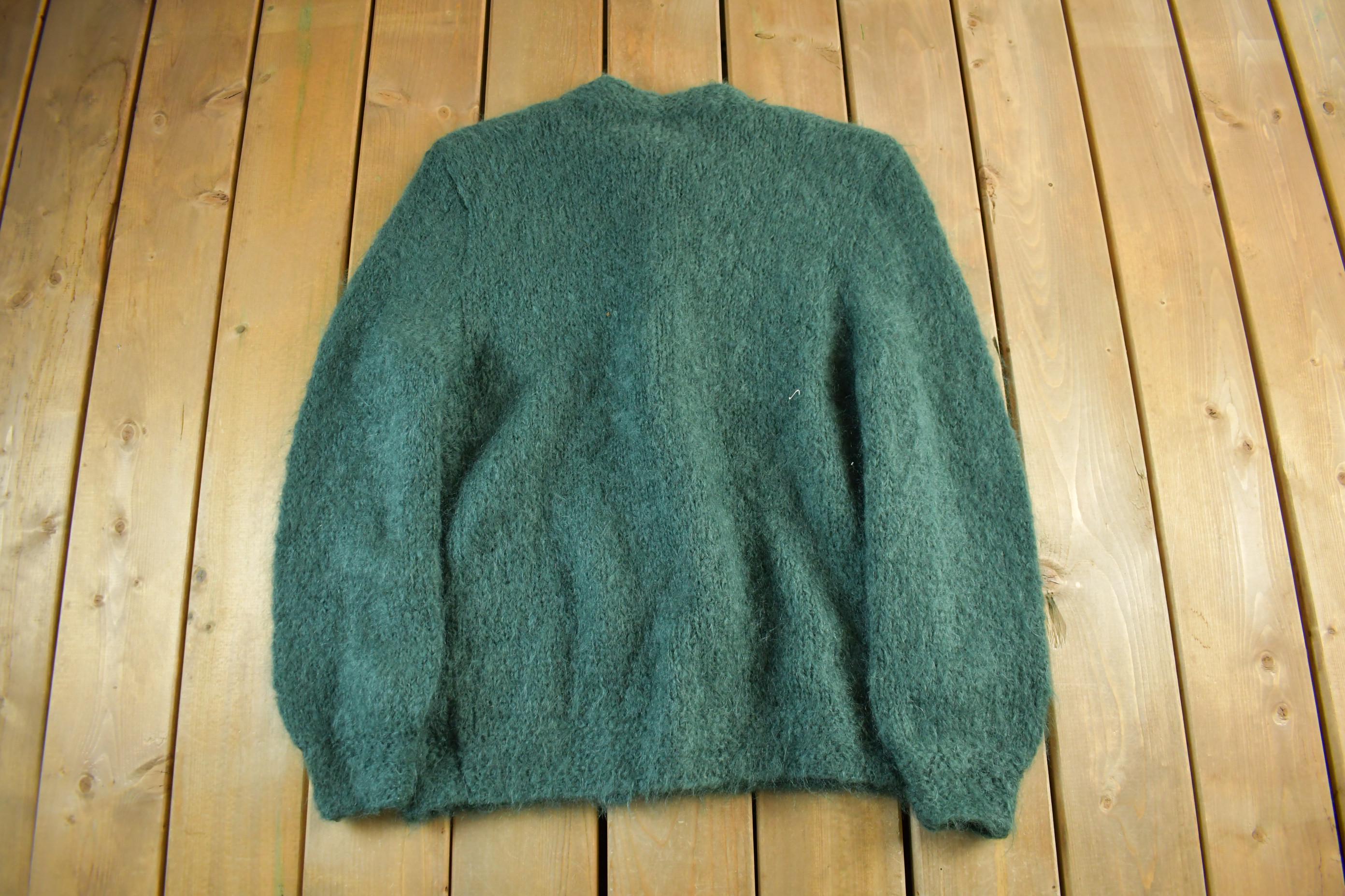 Vintage 1970s 1980s Mohair Knit Cardigan Sweater Women
