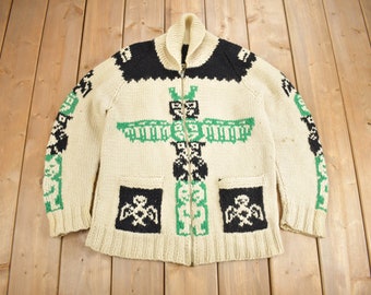 Vintage KANATA Hand Knit Chunky Cowichan Inspired Sweater Jacket