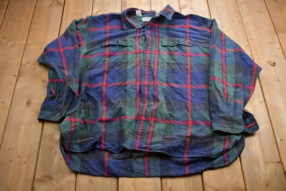 Vintage 1980s LL Bean Plaid Button Up Shirt / 198… - image 1