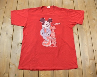 Vintage 1970s Disney Mickey Mouse Florida Graphic T-Shirt Made In USA Single Stitch