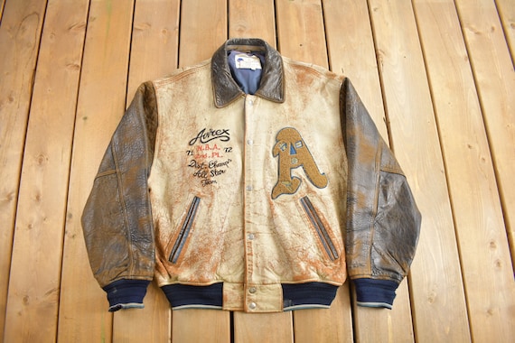 Vintage 1990s Avirex USA Genuine Leather Varsity Jacket Vintage 1990s Avirex USA Genuine Leather Varsity Jacket