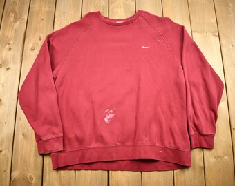 Vintage Nike Embroidered Mini Swoosh Raglan Crewneck Sweatshirt / Vintage Nike / Sportswear / Streetwear / Athleisure / Naturally Distressed
