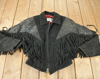ジャケット・アウター 90s suede fringe collar 1990s Fringe Suede Jacket Western Leather Coat L - Etsy