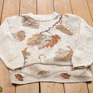Vintage 1990s Needles & Yarn Knitted Crewneck Sweater / Vintage 90s Crewneck / All Over Pattern / Colorful / Sweatshirt / Abstract Pattern