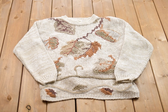 Needles, Vintage 1990s Needles & Yarn Knitted Crewneck Sweater / Vintage 90s Crewneck / All Over Pattern / Colorful / Sweatshirt / Abstract Pattern