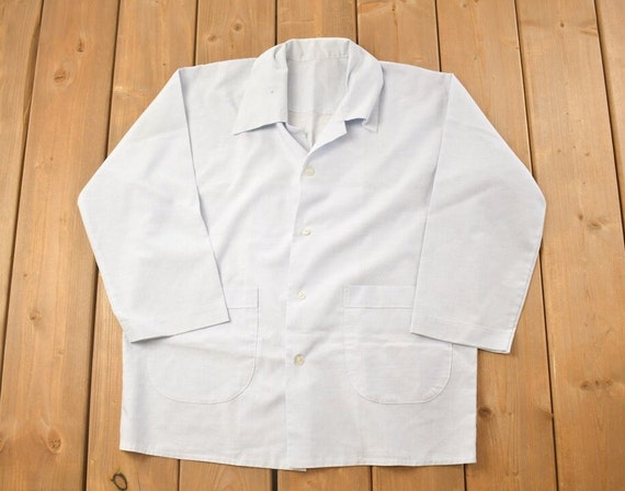 Vintage 1990s Blank Blue Button Up Shirt / 1990s … - image 1