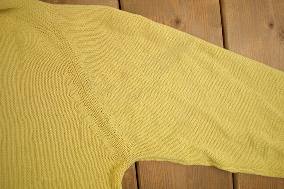 Vintage 1990s Claybrooke Yellow Knit Crewneck Swe… - image 5