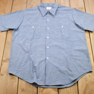 Vintage 1990s Blank Simple Button Up T-Shirt / 1990s Button Up / Vintage Flannel / Basic Button-Up