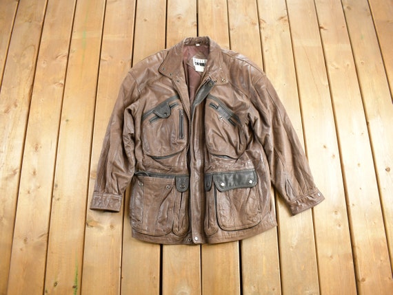 Vintage 1990s Pelle Cuir Leather Winter Jacket / … - image 1