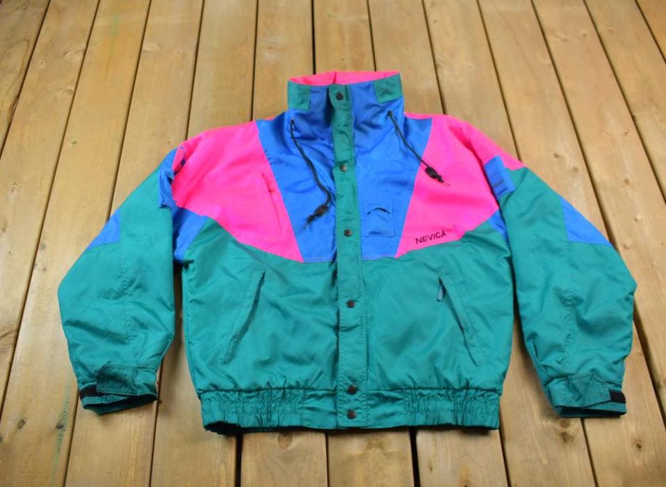 Vintage 1980s Nevica Color Block Windbreaker / 80s Jacket / Made