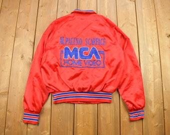 Vintage 1983 Scarface Movie Satin Promo Jacket Al Pacino MCA Home Video / Made In USA / Vintage Film / Film Crew Jacket / Chain Stitched