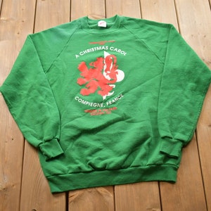 Vintage 1989 A Christmas Carol International Tour Compiegne France Sweater / 90s Holiday Crewneck / Winter Wear / Festive Graphic Print