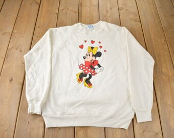 Sudadera vintage de cuello redondo de Minnie Mouse Disney de los años 80, fabricada en EE. UU.