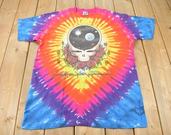 Vintage 1992 Grateful Dead Space Your Face All Over Print Band T-shirt / Liquid Blue / Tie Dye / Single Stitch / Made In USA