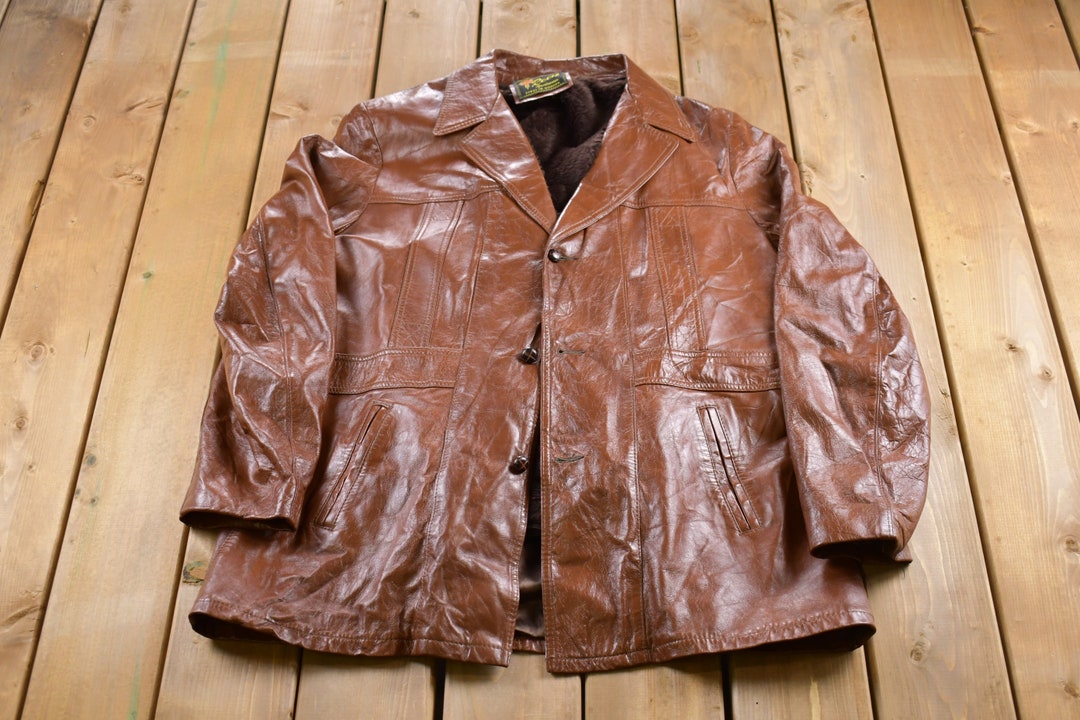 Vintage 1980s Reed Sportswear Fur Lined Leather Jacket / Fall