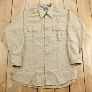 Vintage 1980s Khaki Uniform Button Up Shirt / Outdoors & Wilderness / Casual Wear / Workwear / Vintage Uniform / 80s Workwear / Made in USA