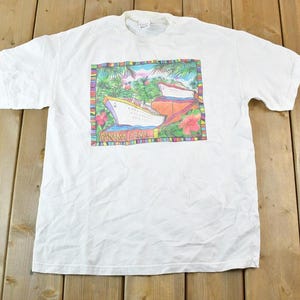 Vintage 1990s Panama Canal Laser Art Wear Souvenir Single Stitch T-Shirt / Vintage Streetwear / Vacation Tee / Travel T Shirt