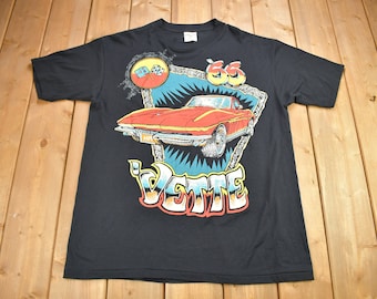 Vintage 1980s '65 Corvette Graphic T-Shirt / Single Stitch / Made In USA / Classic Cars Tee / Sportswear / Corvette