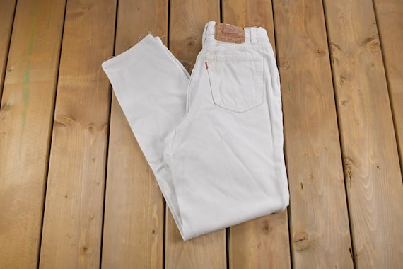 Vintage 1980s Levi's 501 Red Tab White Denim Jean… - image 1