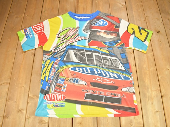Vintage 2001 Jeff Gordon All Over Print NASCAR Racing T-shirt