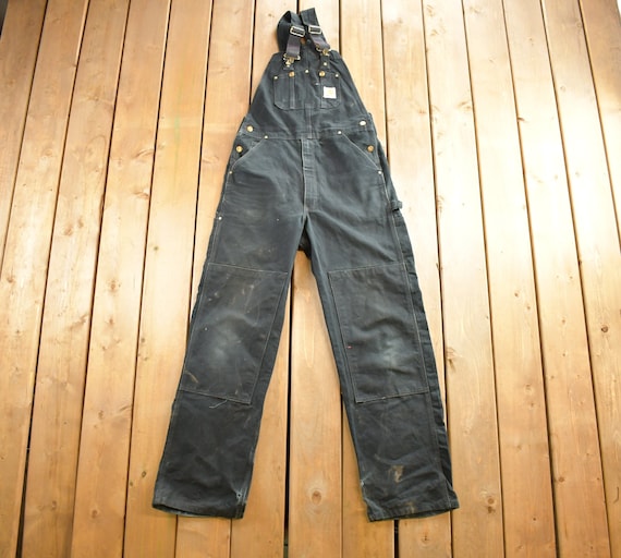 パンツ 90s~ Carhartt overalls double knee black Vintage 1990s Carhartt Black Double Knee Canvas Overalls Size