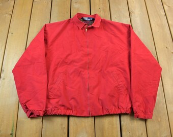 Vintage 1980s Polo Ralph Lauren Blank Red Plaid Lined Harrington Jacket / Vintage Polo / Streetwear / 90s Ralph Lauren