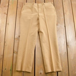 Vintage 1970s Pleated Trousers Size 37 x 27.5 / American Vintage / True Vintage / 1970s Pants / Made in USA / Beige