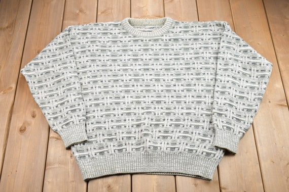 Vintage 1990s Abstract Graphic Knitted Sweater / … - image 1