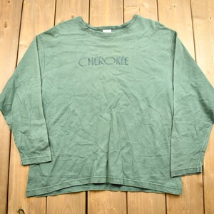 Vintage 1990s Cherokee Clothing Long Sleeve T-Shirt / Streetwear / Retro Style / Made In USA / Earth Tones / Blank / Embroidered