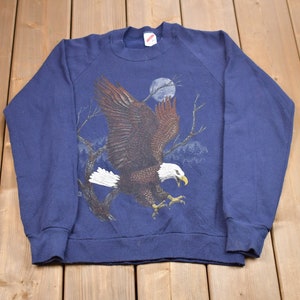Vintage 1990s Bald Eagle Graphic Crewneck Sweatshirt / 90s Crewneck / Souvenir / Athleisure / Streetwear / Made In USA / Eagle Graphic