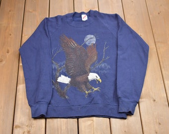Vintage 1990s Bald Eagle Graphic Crewneck Sweatshirt / 90s Crewneck / Souvenir / Athleisure / Streetwear / Made In USA / Eagle Graphic