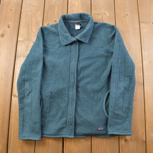 Vintage 1990s Patagonia Blue Women&#39;s Zip Up Fleece Sweater / Outdoorsman / Color Block / 90s Sweater / Streetwear / Hiking
