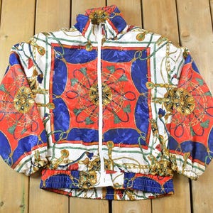 Vintage 1990s Pan Asia Light Abstract Boating Zip Up Windbreaker Jacket