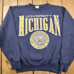 Vintage 1990s University Of Michigan Collegiate Crewneck / Embroidered / NCAA Sweatshirt / Sportswear / Americana / Galt Sand Sweatshirt