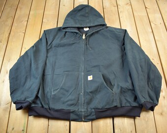 Vintage 1990s Carhartt Green Hooded Cinched Active Jac Work