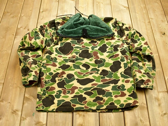 Vintage 1980s Duck Camouflaged Hunting Jacket / All Over Print