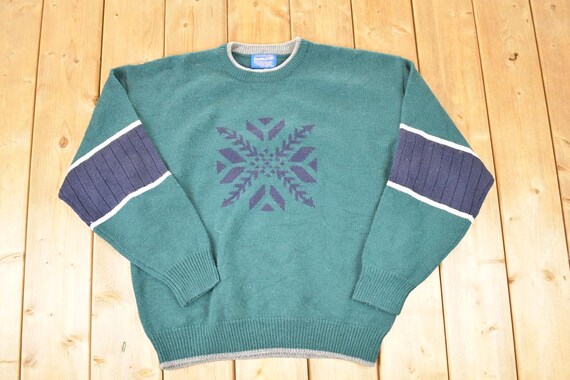 Vintage 1990s Pendleton Snowflake Wool Cable Knit… - image 1