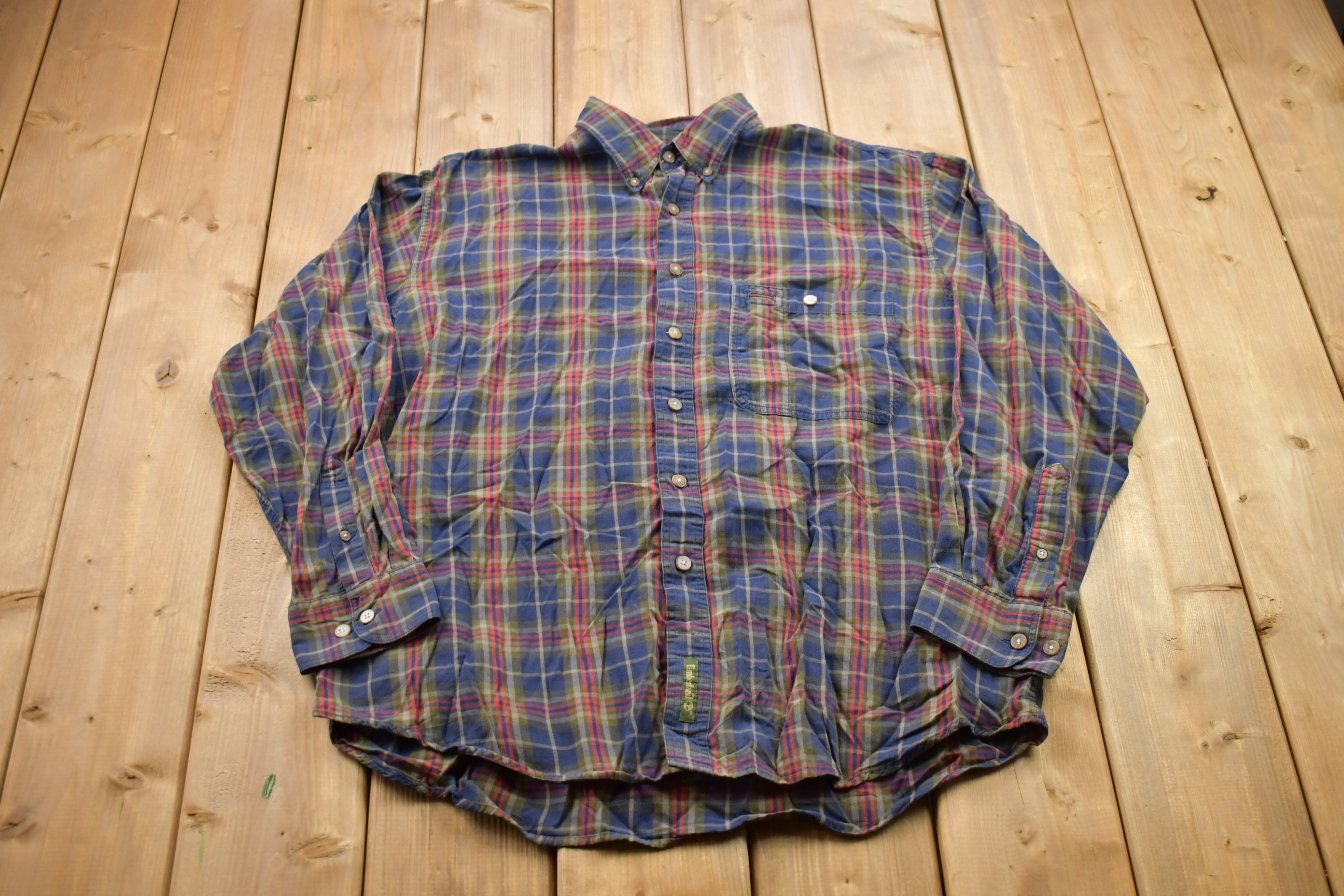 Vintage 1990s Plaid Timberland Weathergear Flannel Button up Shirt 