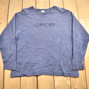 Vintage 1990s Cherokee Clothing Long Sleeve T-Shirt / Streetwear / Retro Style / Made In USA / Earth Tones / Blank / Embroidered