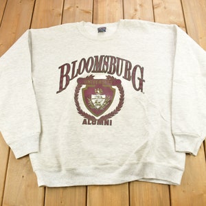 Sudadera universitaria de cuello redondo vintage de la Universidad de Bloomsburg de los años 90, fabricada en EE. UU., de la NCAA, ropa deportiva, estilo americano
