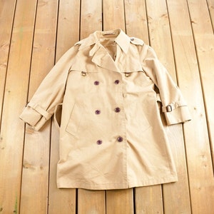 Vintage 1980s Beige Satin Trench Jacket / Overcoat / Streetwear / Souvenir Jacket / Streetwear