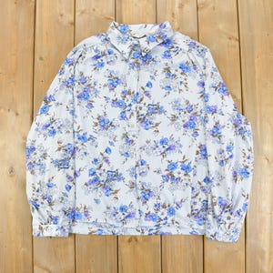 Camisa con botones y estampado floral de la década de 1970 de Ecco-Too, auténtica, fabricada en EE. UU.